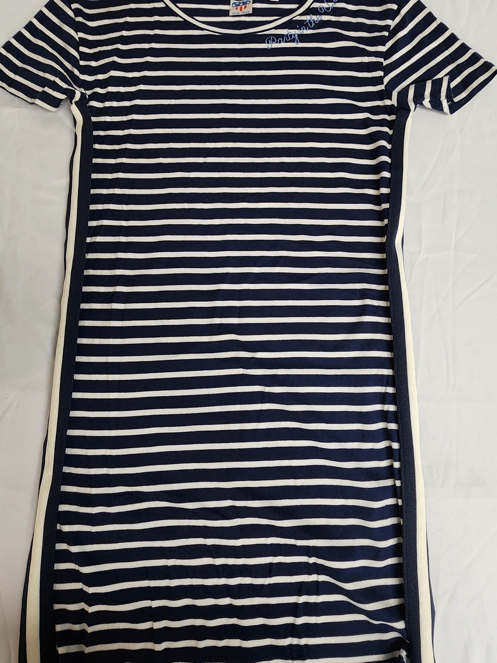Junk Food Striped T-Shirt Dress XS Blue White USA Party